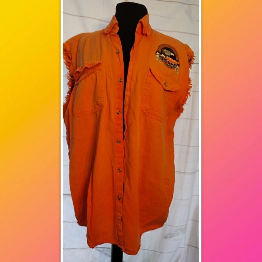 HOT LEATHERS SLEEVELESS BUTTON UP 2013 STURGIS MOTORCYCLE SHIRT SIZE XL